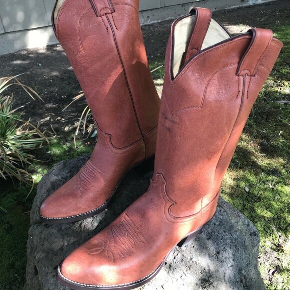 RARE! Mens 8 D Justin European Setter Brown ELK Vintage Cowboy Boots NEW IN BOX! - Picture 4 of 8